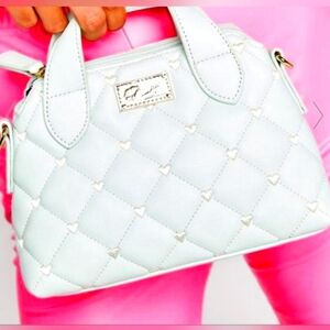 Betsey Johnson Green and Silver Quilted Crossbody Bag